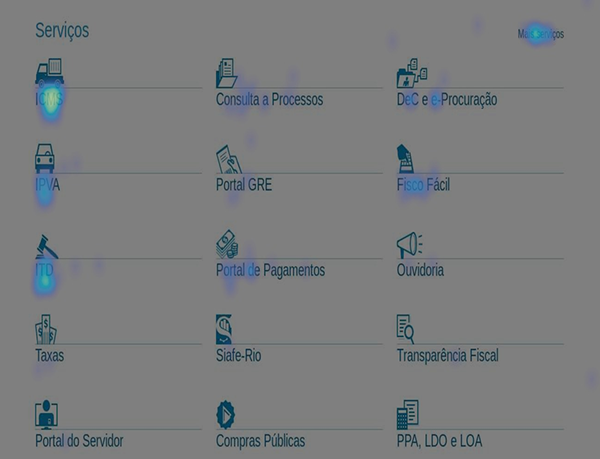 Mapa de calor Hotjar - Setor 2 da home SEFAZ-RJ