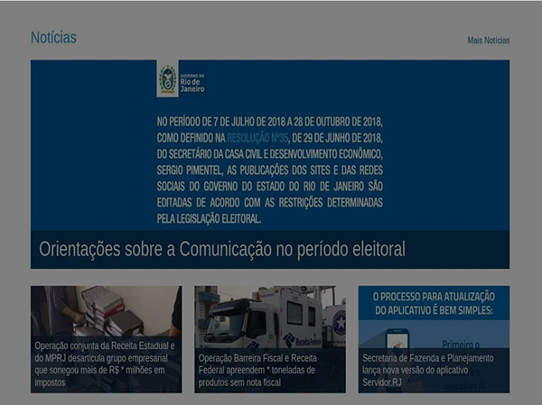 Mapa de calor Hotjar - Setor 3 da home SEFAZ-RJ