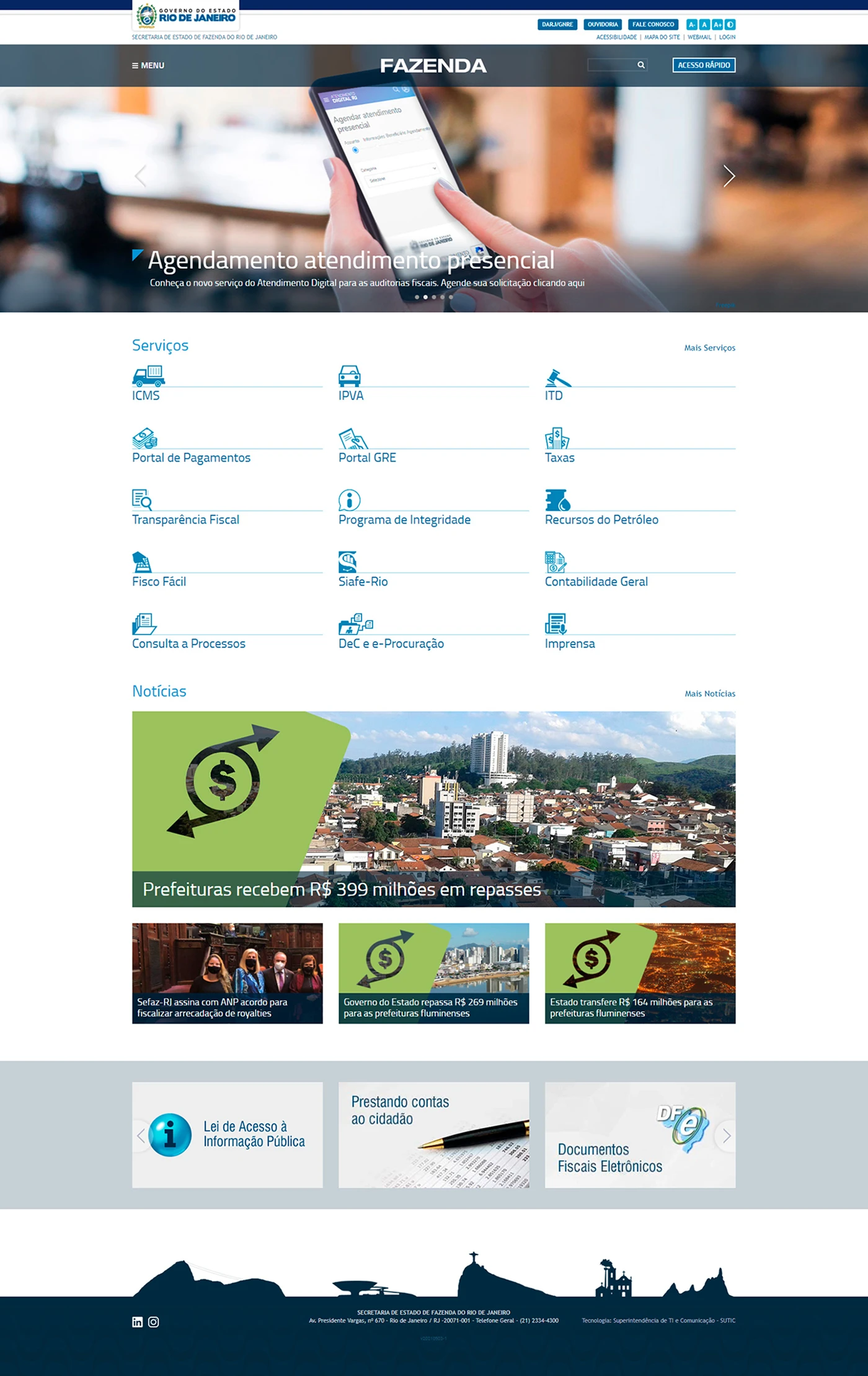 Versão final aprovada do portal SEFAZ-RJ